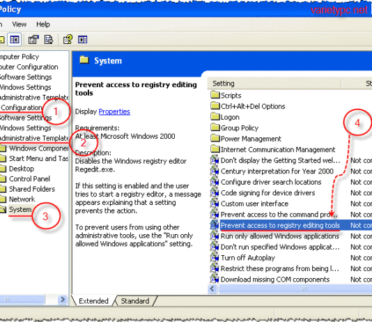 การปิดและเปิดโปรแกรม Registry Editor ผ่านคำสั่ง Gpedit.msc