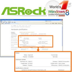 ASRock ผ่านฉลุย Windows® 8 Motherboard Certification