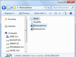 Remove Windows 7 Shortcut Extension & Shortcut Arrow Icon