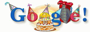 โลโก้แบบต่างๆกับครบรอบ 12 ปีวันคล้ายวันเกิดของ Google