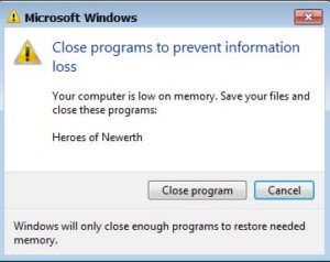 เล่น Hon แล้วเด้ง Close programs to prevent information loss