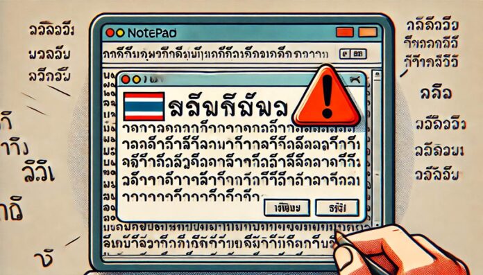 วิธีแก้ไข Notepad ไม่อ่านภาษาไทย