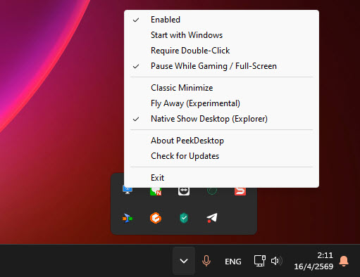 Peek Desktop เครื่องมือฟรีจาก VP Microsoft ซ่อนหน้าต่างง่ายแบบ macOS