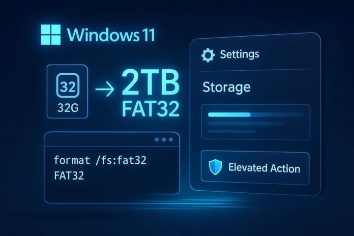 Windows 11 ปลดล็อกขีดจำกัด FAT32 ฟอร์แมตได้สูงสุด 2TB Windows 11 ปลดล็อกขีดจำกัด FAT32 ฟอร์แมตได้สูงสุด 2TB