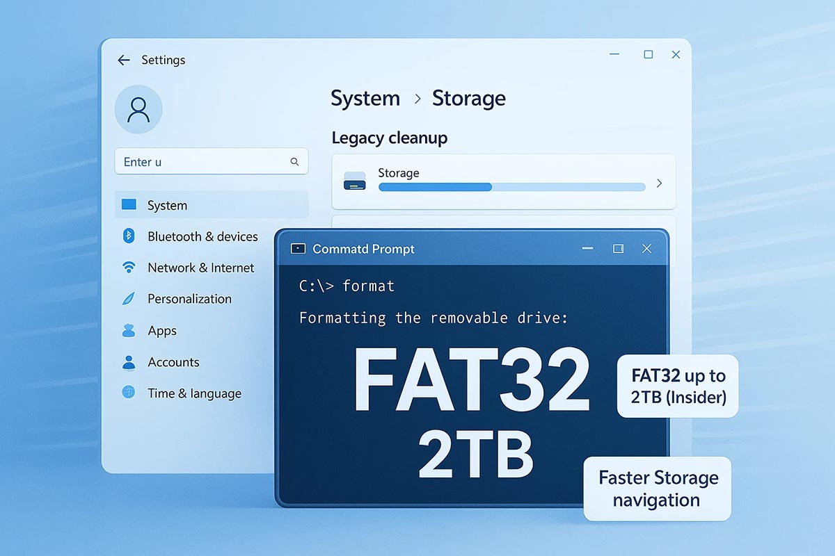 Windows 11 ปลดล็อกขีดจำกัด FAT32 ฟอร์แมตได้สูงสุด 2TB