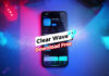 แอปไล่น้ำลำโพงมือถือ Clear Wave นวัตกรรมกู้คืนเสียงอู้อี้จากปัญหาความชื้น ภาพโปรโมทแอป Clear Wave วัดระดับเสียงเดซิเบลบน iPhone หน้าจอ App Store สีสันสดใสด้วยแสงนีออนน้ำเงิน-ชมพู มีไอคอนหยดน้ำสีฟ้าและแบนเนอร์ Download Free ขนาดใหญ่