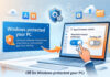 วิธี ปิด Windows protected your PC แก้ปัญหาเปิดโปรแกรมไม่ได้บน Windows 11 ภาพกราฟิกจำลองหน้าจอคอมพิวเตอร์ แสดงขั้นตอนวิธี ปิด Windows protected your PC และการตั้งค่าปิดระบบ Microsoft Defender SmartScreen ในเมนู App & browser control เพื่อแก้ปัญหาเปิดโปรแกรมไม่ได้บน Windows 10 และ 11