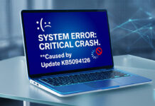 บั๊กอัปเดต KB5094126 ทำเครื่องค้างและจอฟ้า (BSOD) กระทบผู้ใช้หลายราย หน้าจอแล็ปท็อปแสดงผลจอฟ้ามรณะ (BSOD) และข้อความแจ้งเตือน System Error ซึ่งเป็นผลกระทบจากปัญหาบั๊กอัปเดต KB5094126 บนระบบปฏิบัติการ Windows