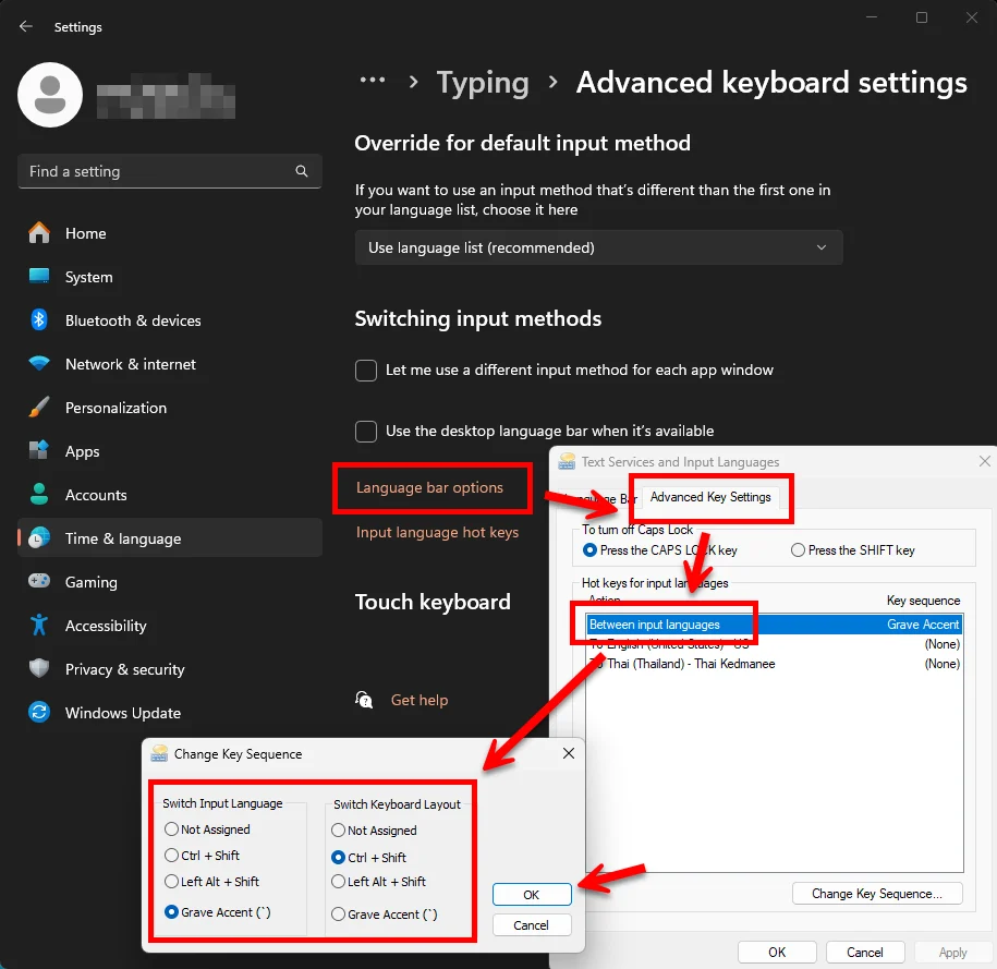 รูปภาพนี้คือขั้นตอนสุดท้ายของบทความ วิธีตั้งค่าปุ่มตัวหนอน Windows 11 เปลี่ยนภาษาไทย-อังกฤษ โดยให้คุณทำการเลือกไปที่เมนูแป้นพิมพ์แล้วกด เลือกใช้งาน สัญลักษณ์ตัวหนอน เพื่อตกลงยืนยันครับ