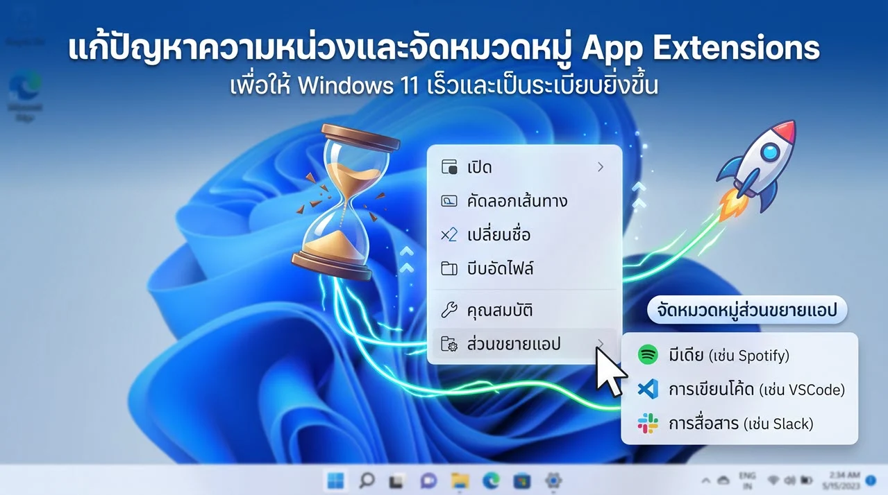 การจัดหมวดหมู่ App Extensions ใน เมนูคลิกขวา Windows 11 เพื่อลดปัญหาโหลดช้าและเพิ่มความเร็วในการตอบสนอง