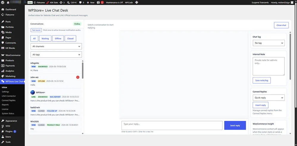 WPStore+ Live Chat Desk ระบบจัดการบทสนทนากับลูกค้าภายใน WordPress
