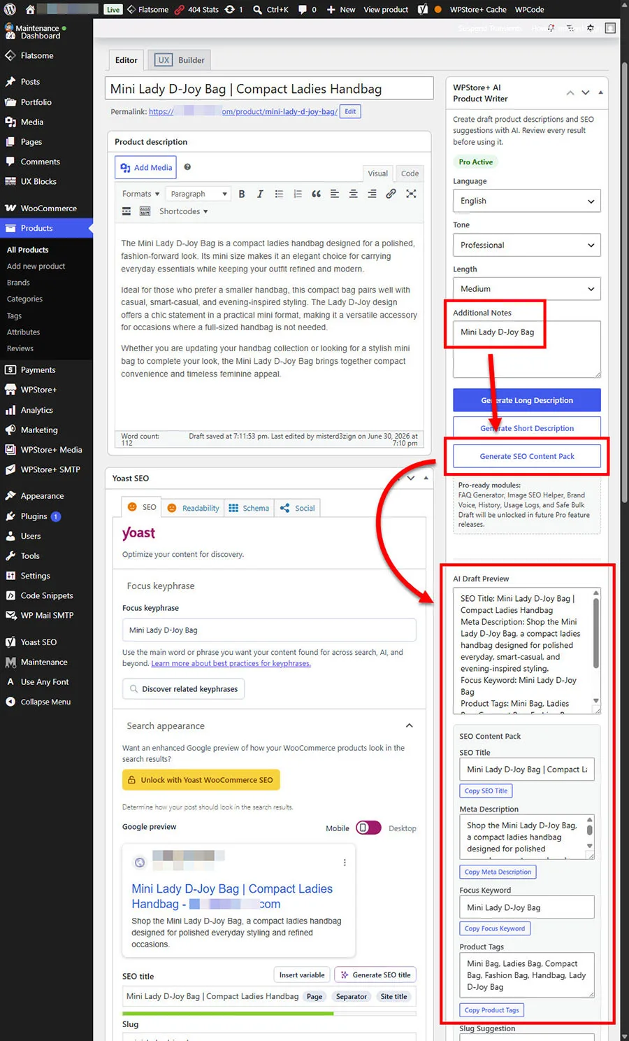 ข้อเสนอแนะ SEO Title, Meta Description, Focus Keyword, Tags และ Slug ที่สร้างโดย AI