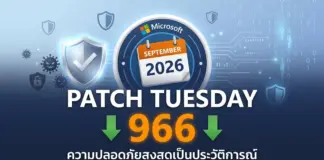 Microsoft ปล่อยอัปเดต Patch Tuesday กันยายน 2026 แก้ไข 966 ช่องโหว่ ทุบสถิติสูงสุดเป็นประวัติการณ์ Microsoft ปล่อยอัปเดต Patch Tuesday กันยายน 2026 แก้ไข 966 ช่องโหว่ ทุบสถิติสูงสุดเป็นประวัติการณ์