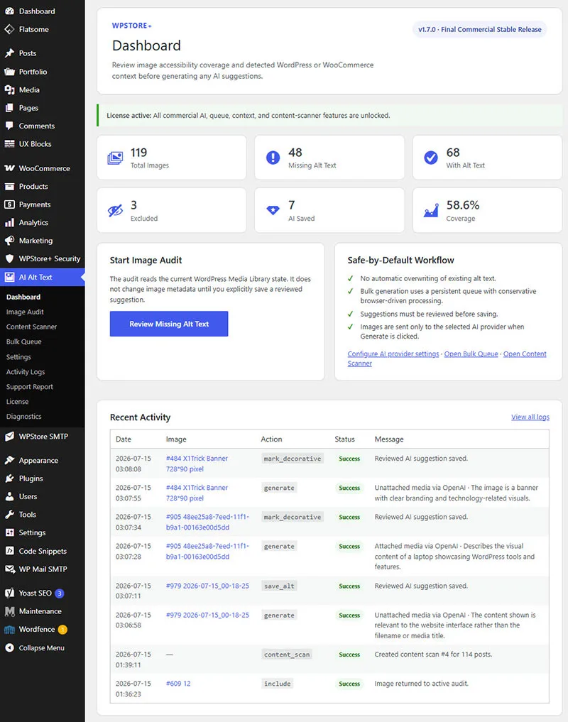 แดชบอร์ดข้อความอธิบายภาพ (Image Alt Text Dashboard)