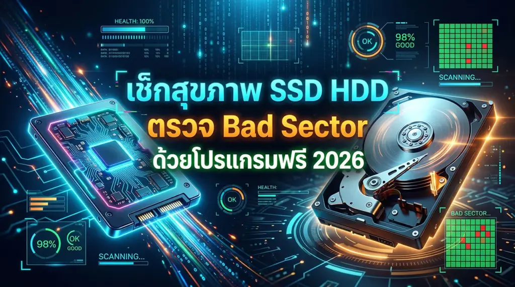 เช็กสุขภาพ SSD HDD ตรวจ Bad Sector ด้วยโปรแกรมฟรี 2026