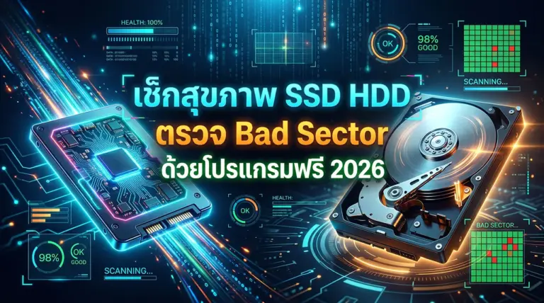 เช็กสุขภาพ SSD HDD ตรวจ Bad Sector ด้วยโปรแกรมฟรี 2026
