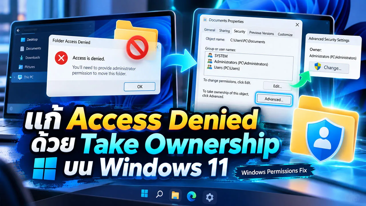 วิธีแก้ Access Denied และคืนสิทธิ์เข้าถึงไฟล์บน Windows 11
