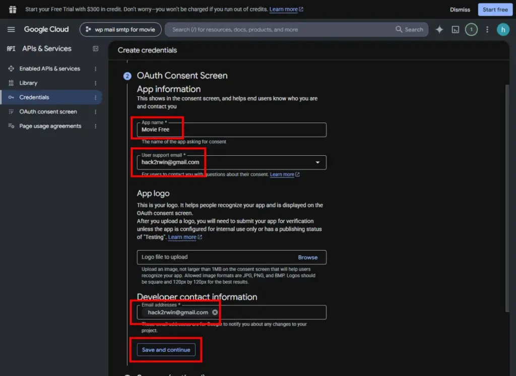 ขั้นตอนที่ 4 ตั้งค่า OAuth Consent Screen