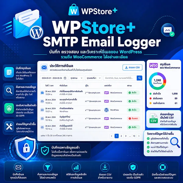 WPStore+ SMTP Email Logger – ปลั๊กอินบันทึกประวัติและตรวจสอบอีเมล WordPress